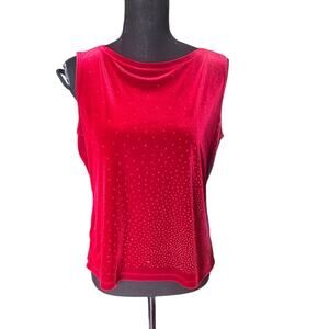 I.N. Studio Petite Red Sleeveless Embellished Stretch Blouse – Party Top